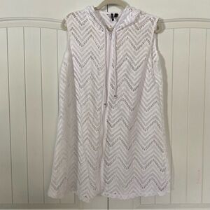 White Hooded Lace Swim Coverup